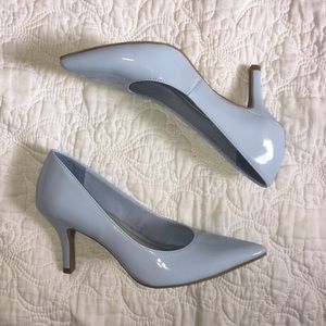 Baby blue stiletto kitten heels